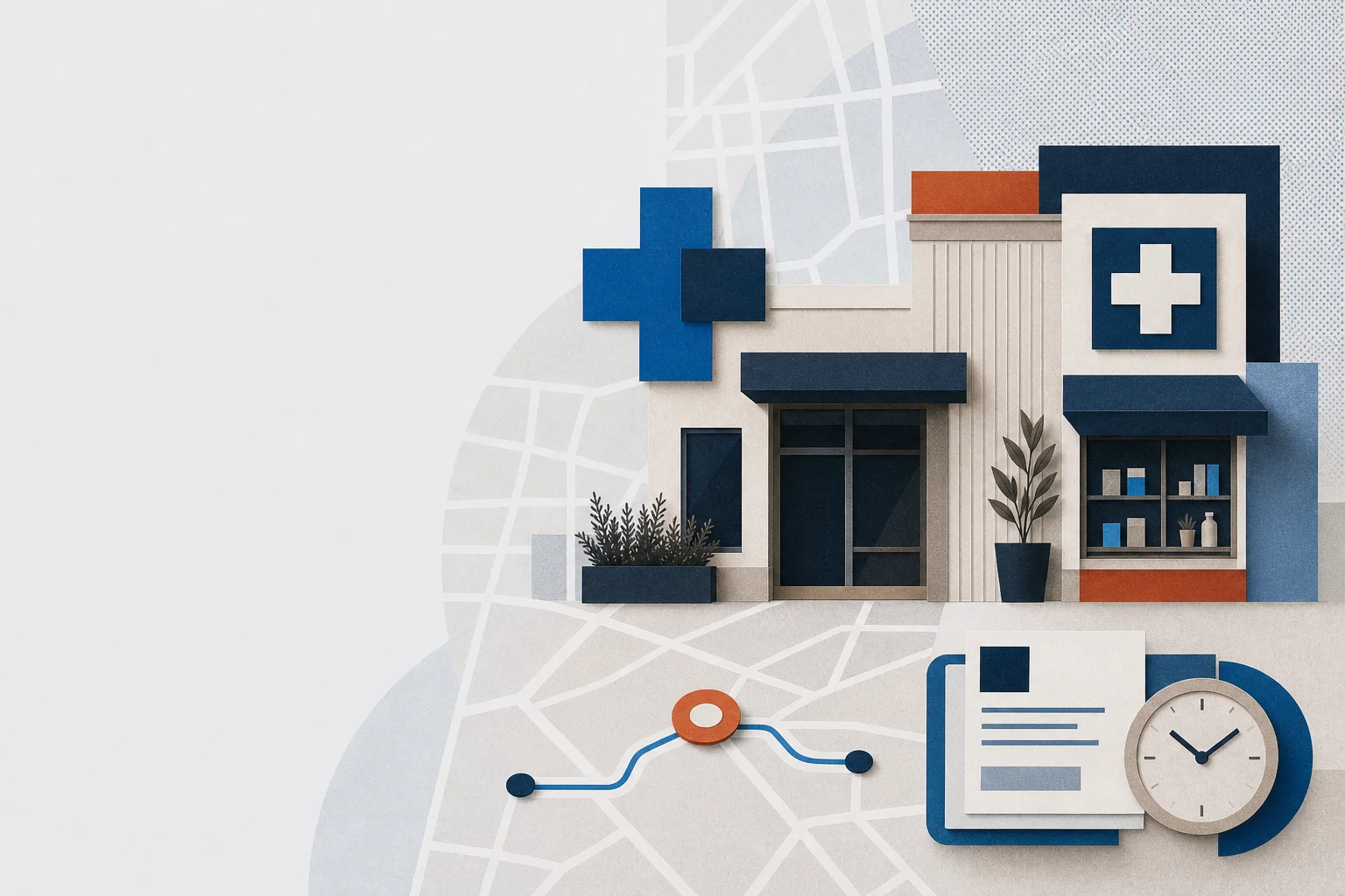 Ilustración editorial sobre los servicios de salud de Sabadell