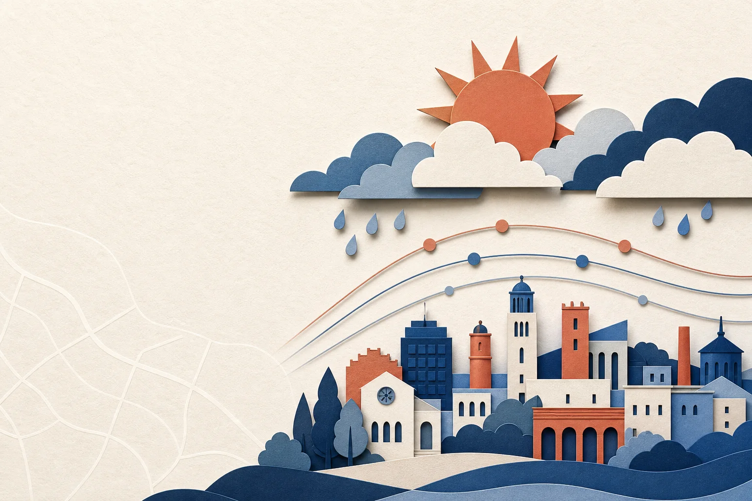 Ilustración editorial de la previsión del tiempo en Sabadell